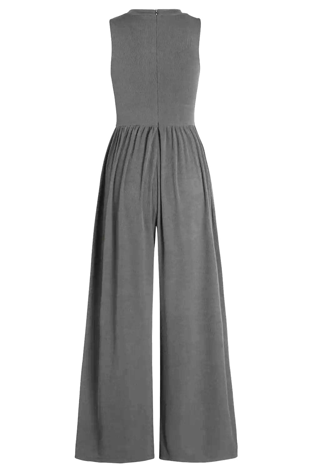 Round Neck Sleeveless Jumpsuit with Pockets.