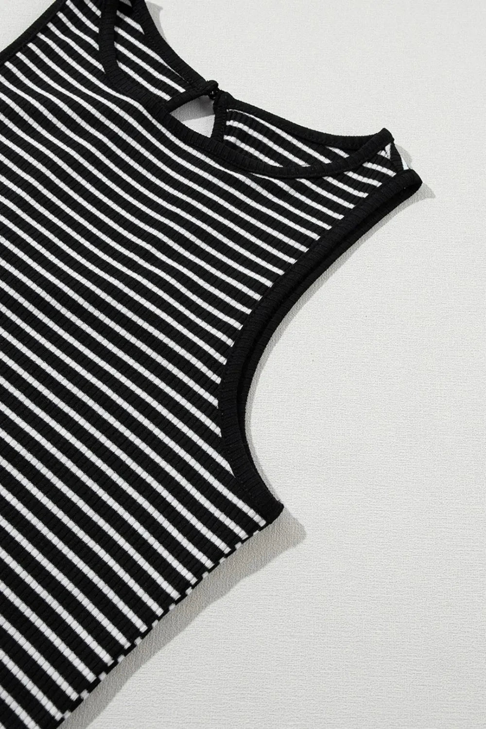 Striped Ribbed Round Neck Tank Simply Love