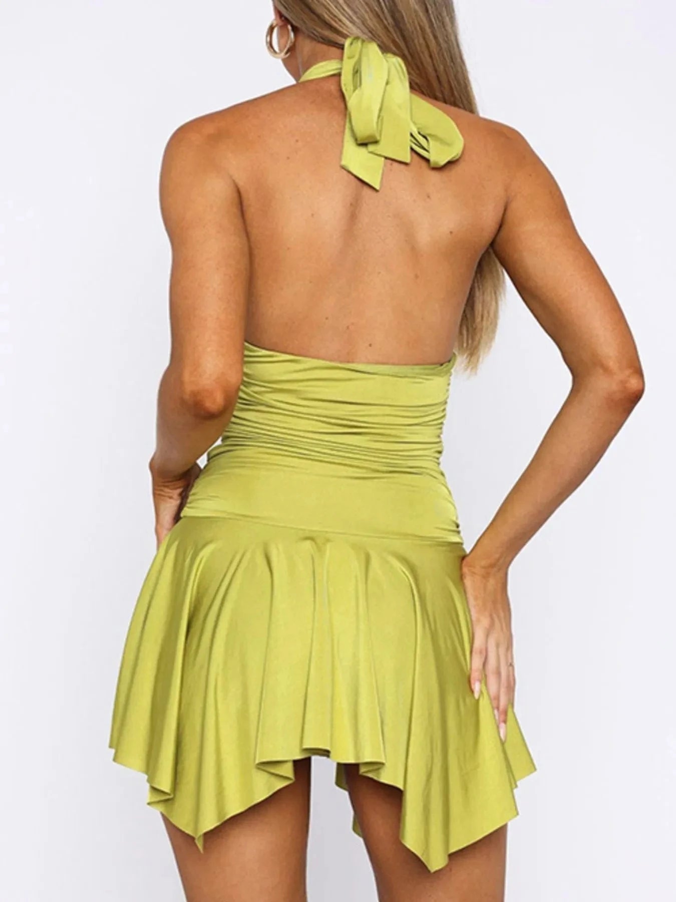 Ruched Halter Neck Bodycon Mini Dress Coco’s Tee Boutique