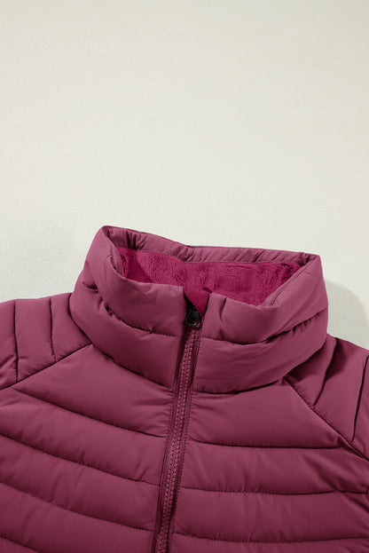 Burgundy Puffer Vest - Zipped & Stylish