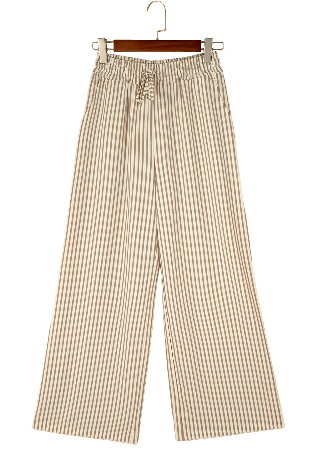 Khaki wide-leg drawstring trousers