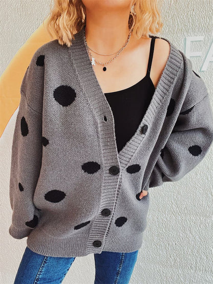 Chic polka dot cardigan - stylish layering