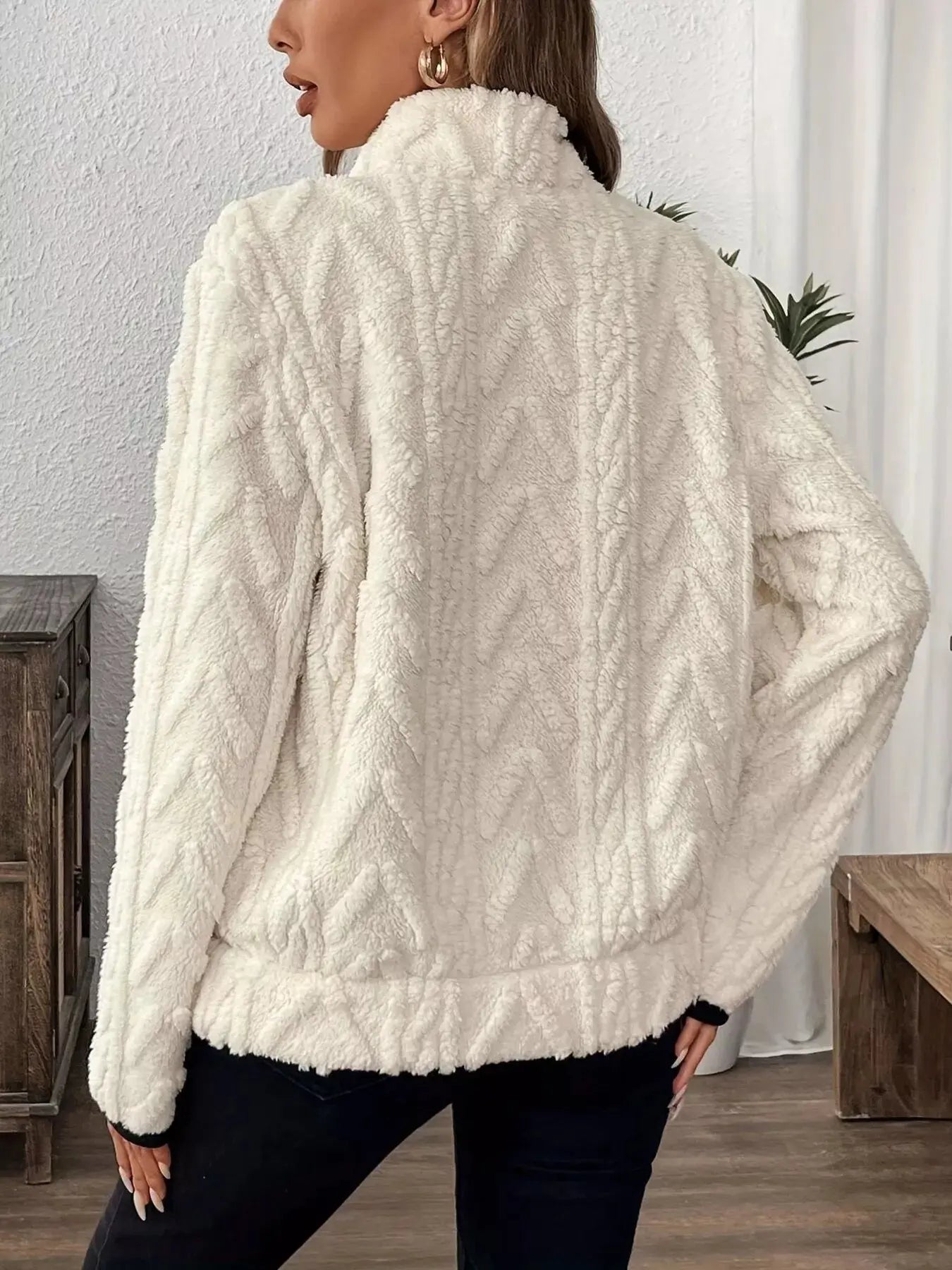 Full Size Sherpa Half Zip Sweatshirt Plus Size Simply Love