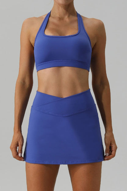 Halter Neck Tank and Slit Skirt Active Set.