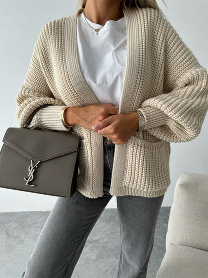 Open Front Dropped Shoulder Cardigan.