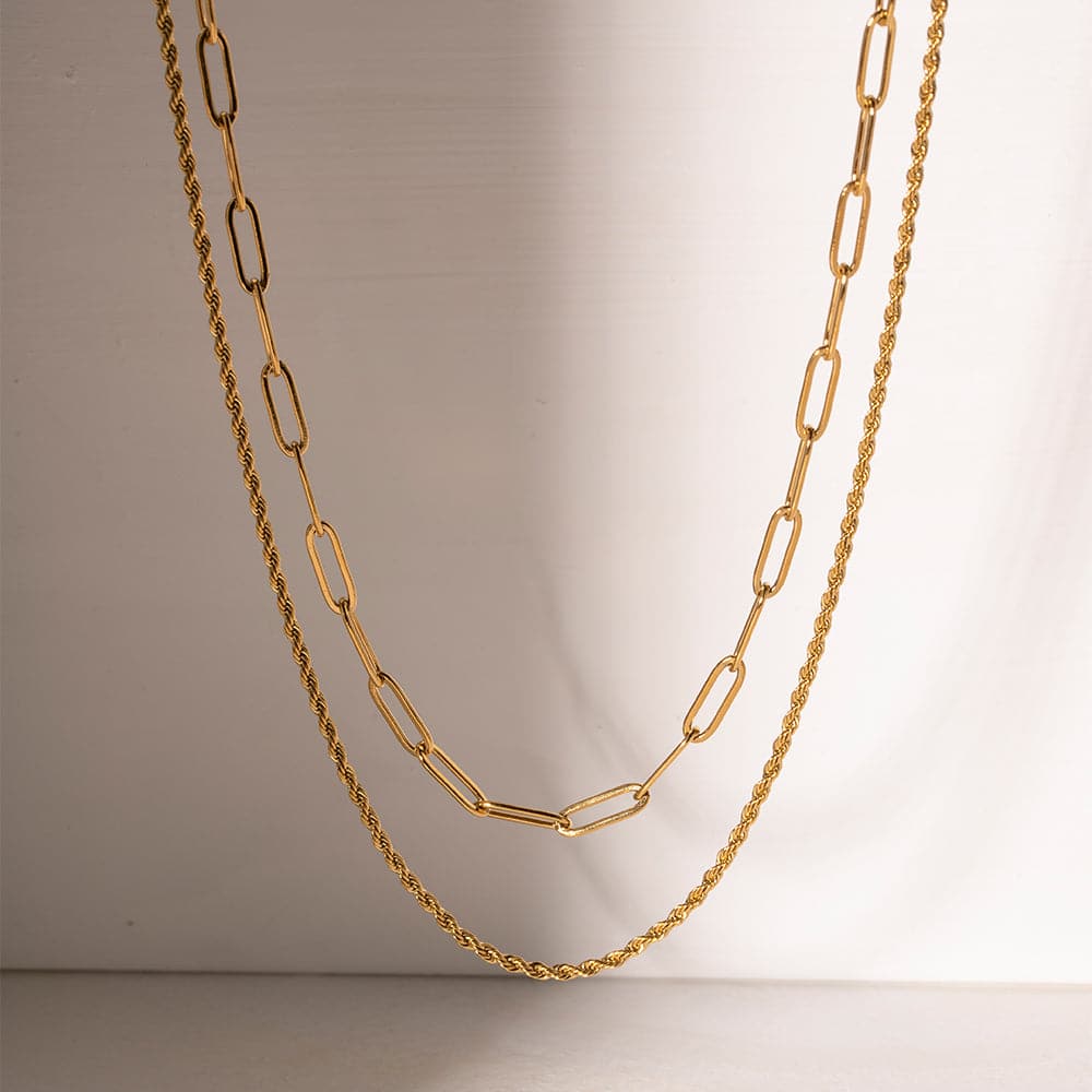 18K Gold-Plated Double Layered Necklace.