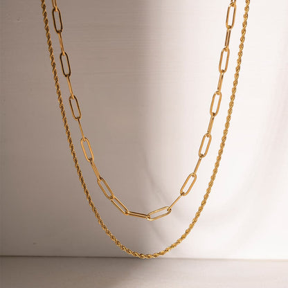 18K Gold-Plated Double Layered Necklace.