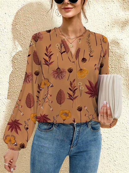 Chic long sleeve printed blouse