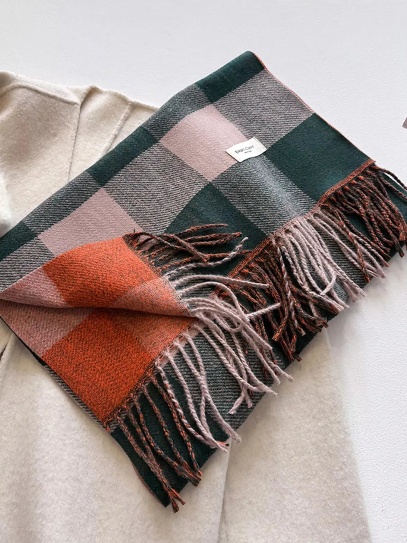 Plaid Fringe Scarf Simply Love
