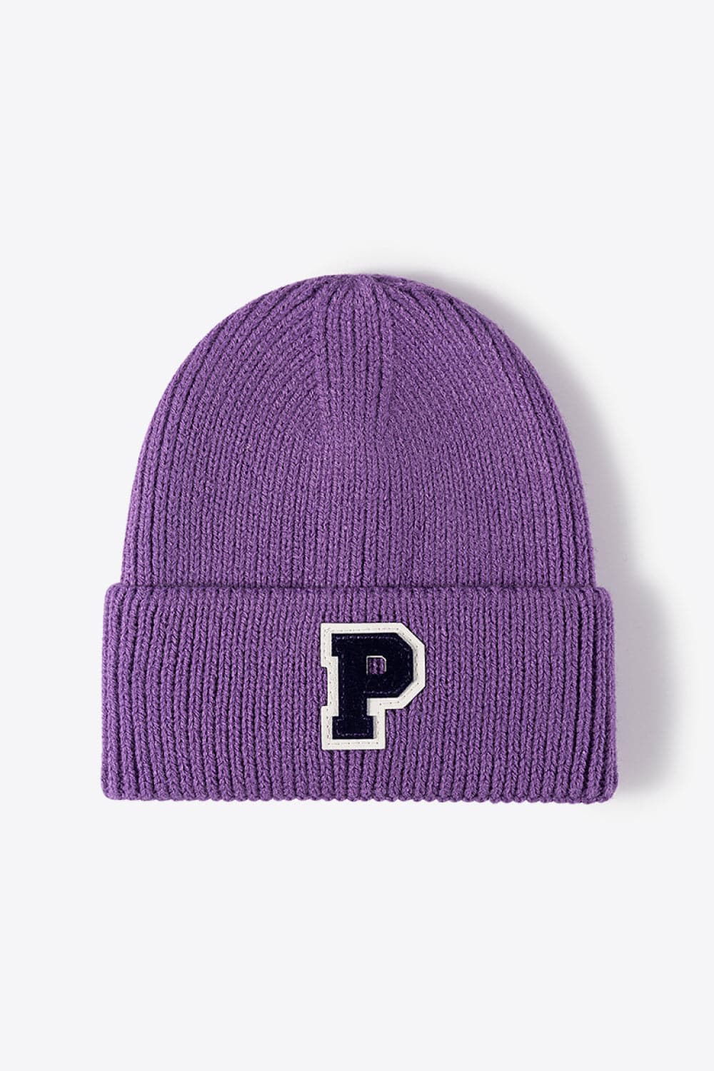 Letter Patch Cuffed Knit Beanie.