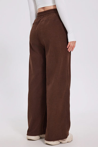 Essential Comfort Wide Leg Pants with Elastic Waistband