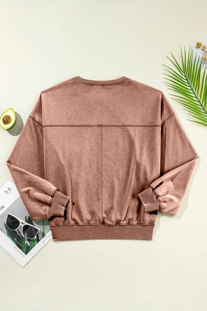 Round Neck Long Sleeve Sweatshirt.