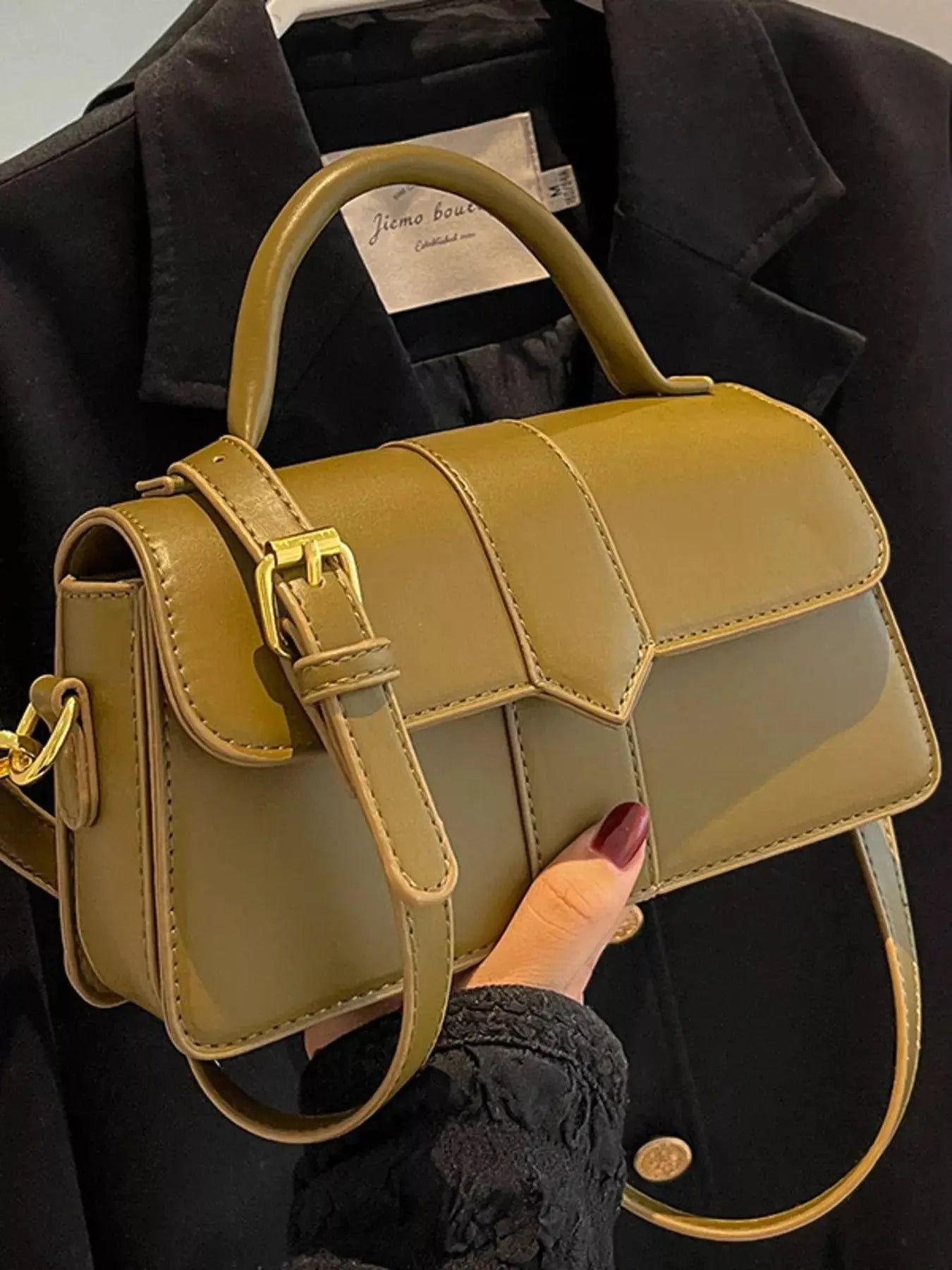 Small PU Leather Top Handle Crossbody Bag With Adjustable Strap Simply Love