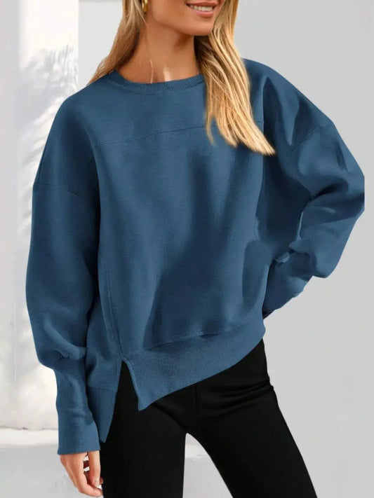 Casual Loose Side Slit Sweatshirt Simply Love