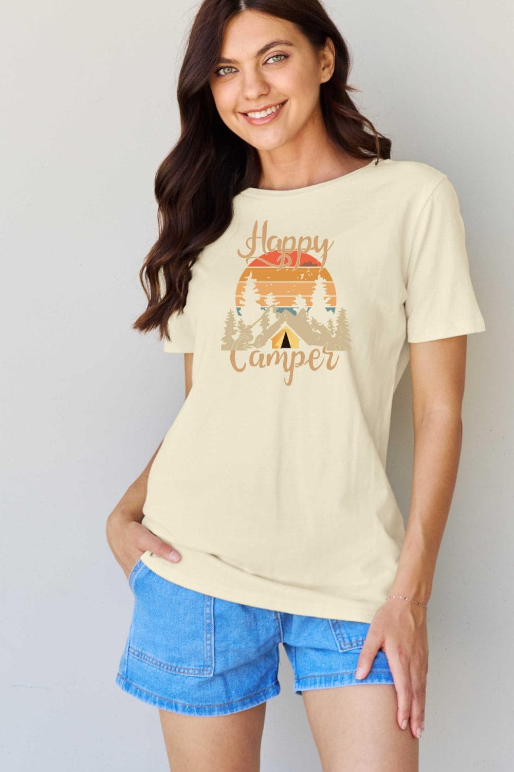 Simply Love Full Size HAPPY CAMPER Graphic T-Shirt.