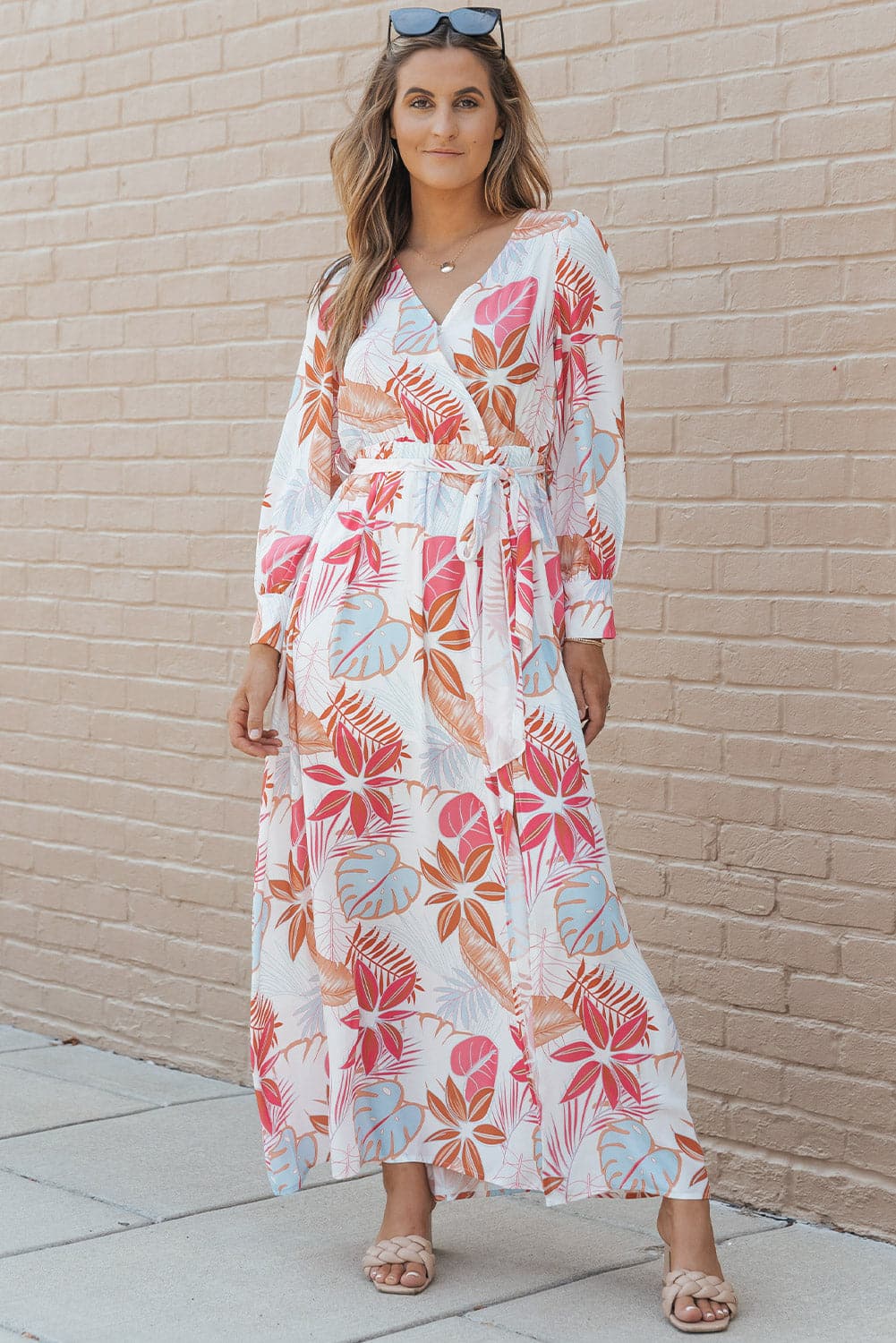 Printed Tie Waist Maxi Dress.