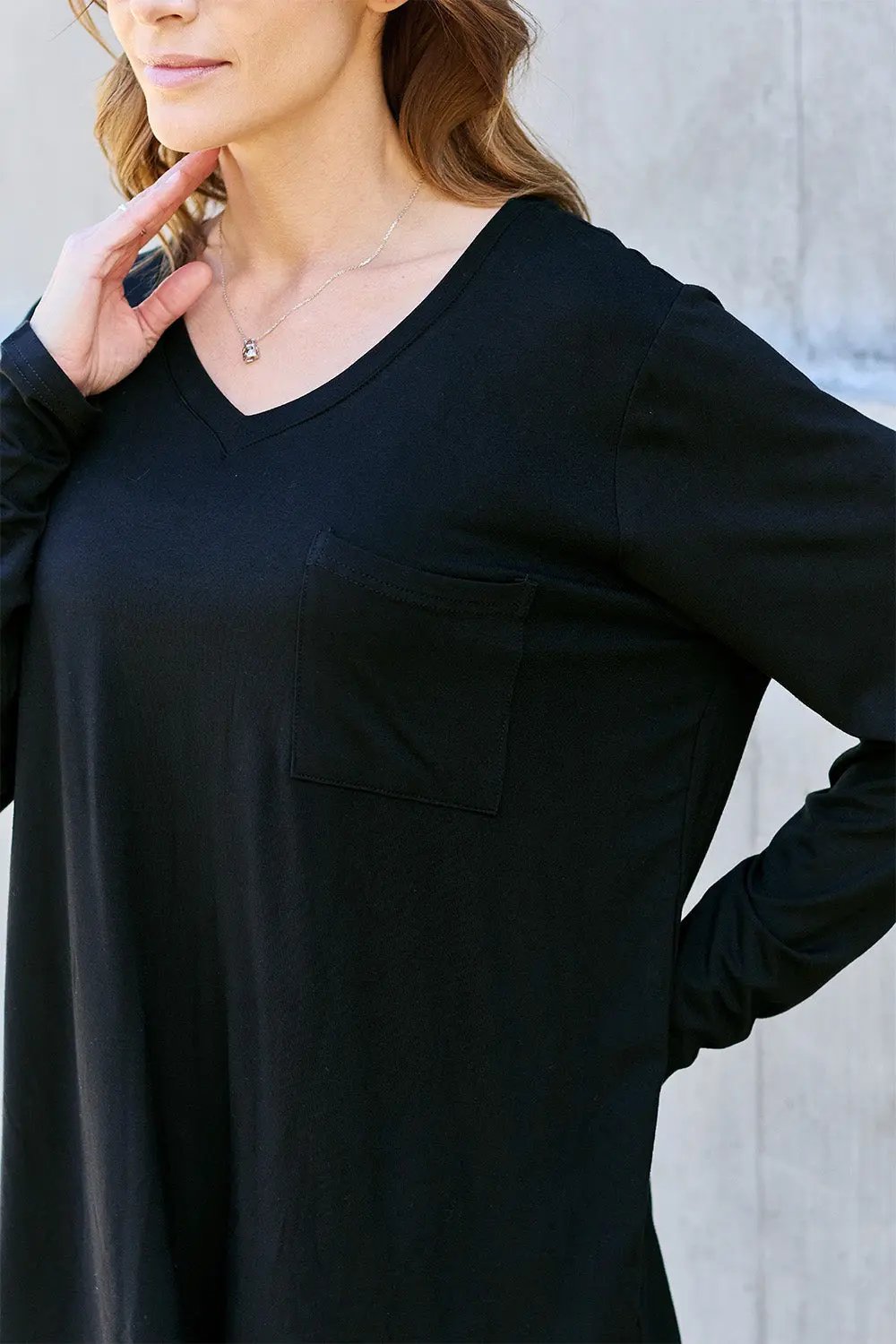 Basic Bae Full Size V-Neck Long Sleeve Top - Love Salve