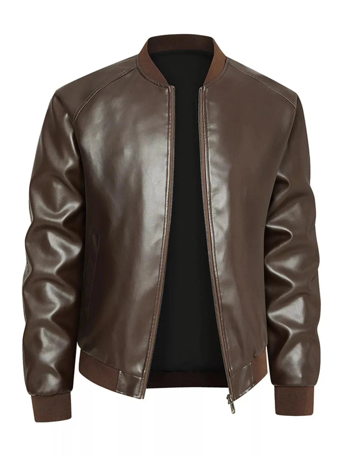 Men's Plus Size Zip Up Casual Leather Jacket Simply Love