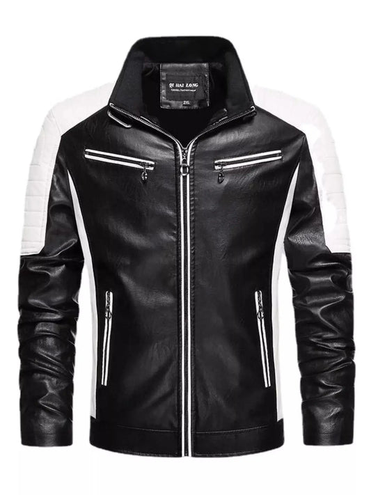Men's Plus Size Slim Fit Zip Up Moto Faux Leather Jacket Simply Love