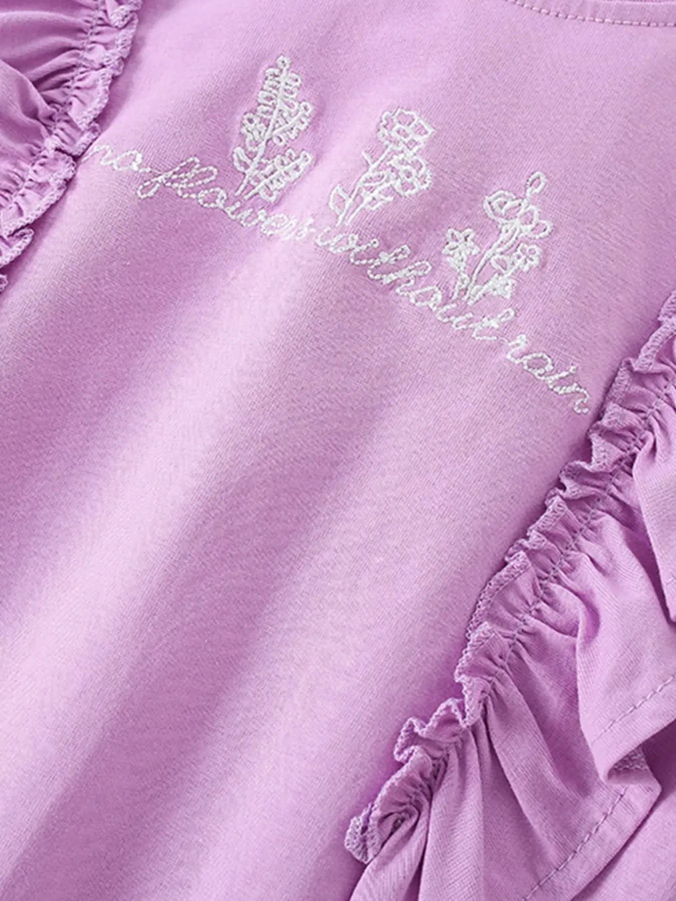 Children's Ruffled Embroidered Round Neck Tee Simply Love