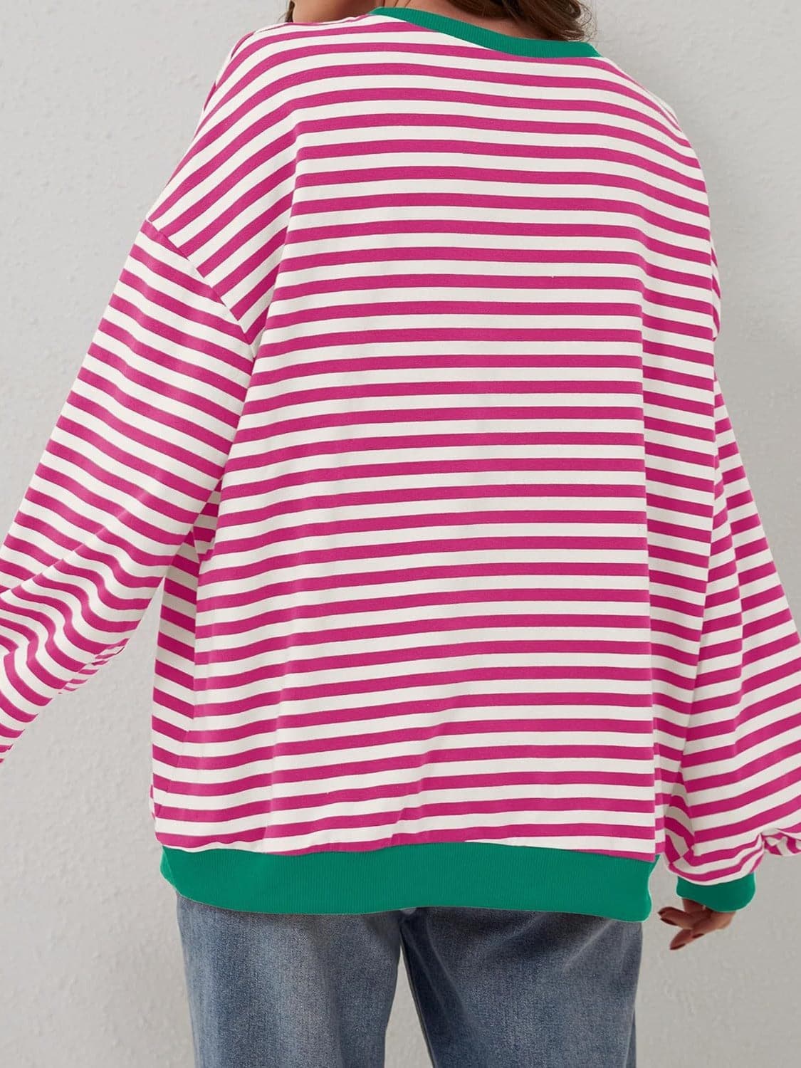 Contrast Striped Long Sleeve Sweatshirt.