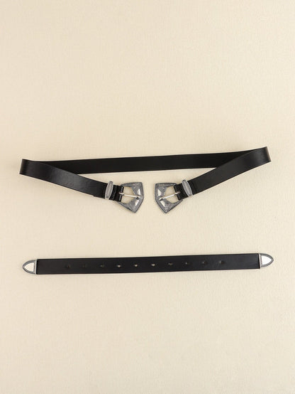 Double Buckle PU Leather Belt.