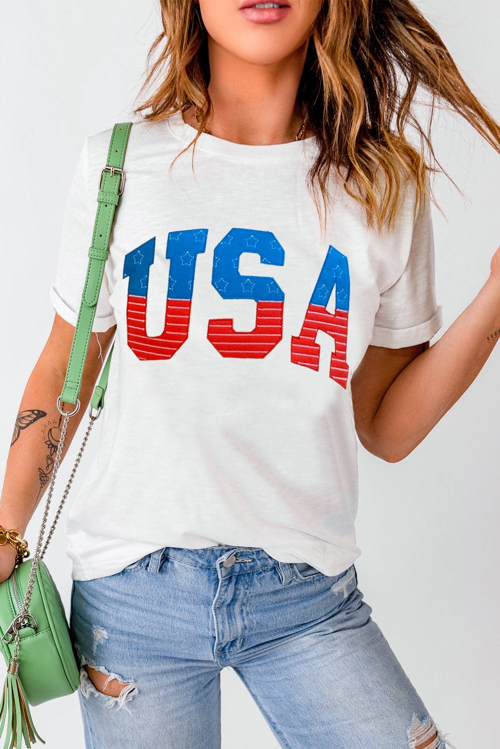 USA Round Neck Short Sleeve T-Shirt.