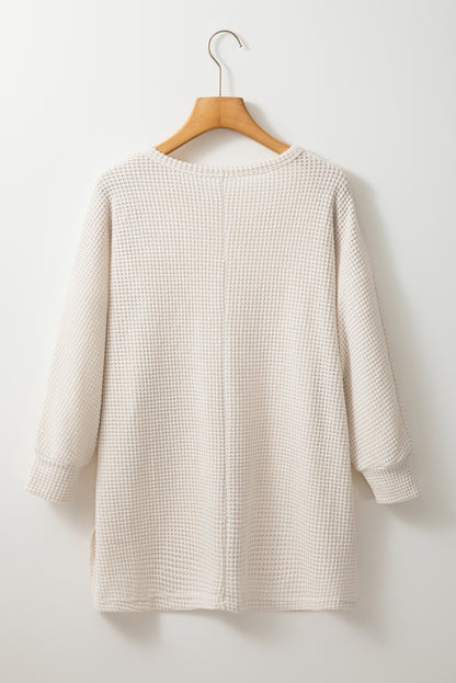 Apricot batwing sleeve oversized waffle knit top