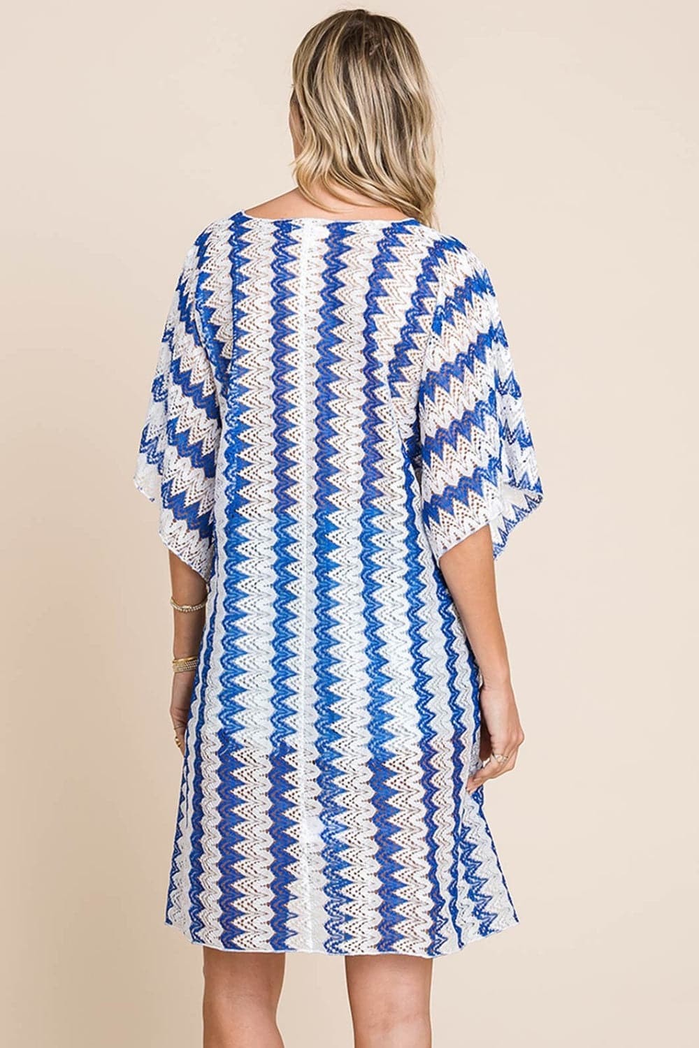 Cotton Bleu by Nu Lab Tied Striped Plunge Half Sleeve Cover-Up.