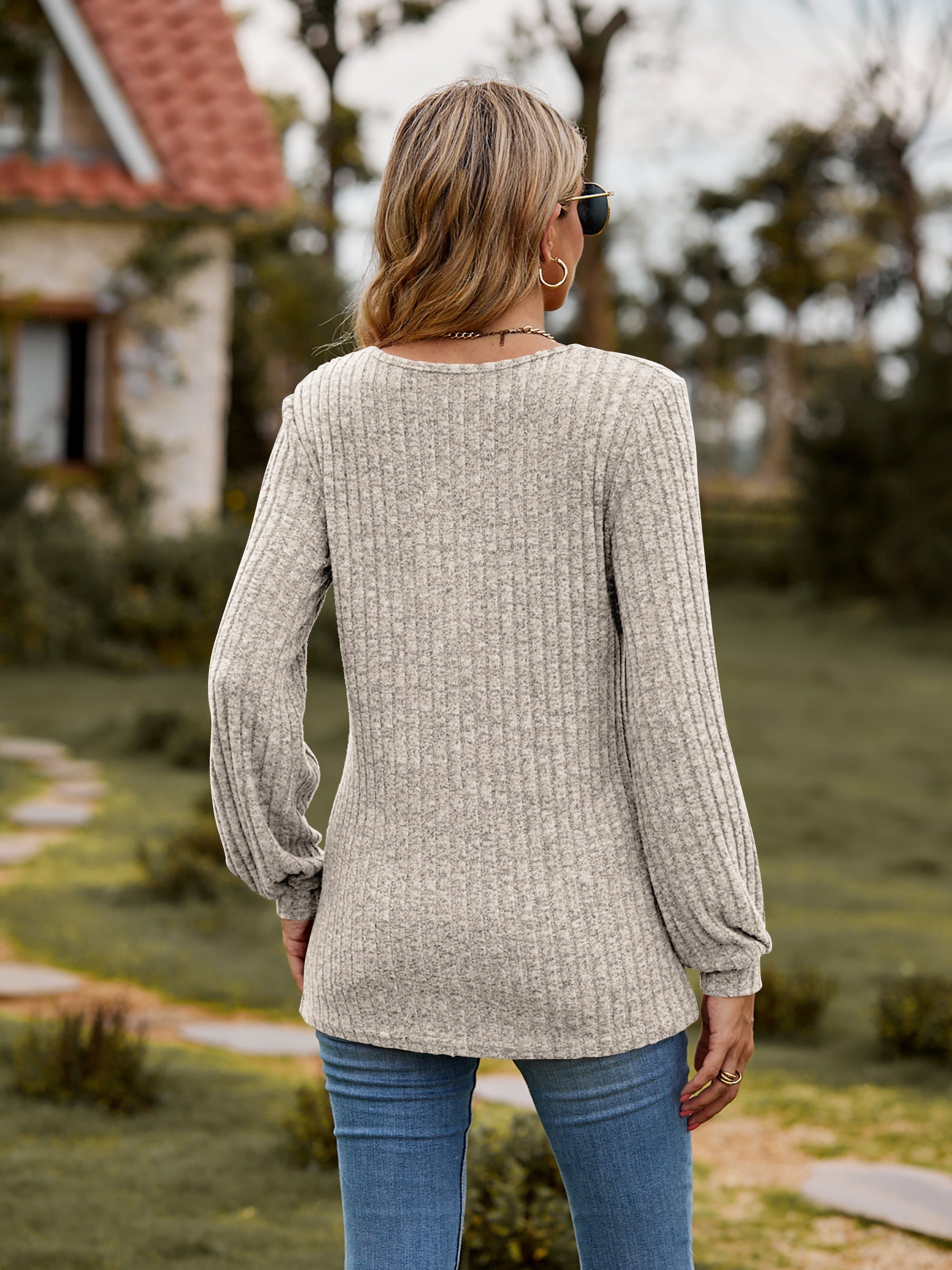 Round Neck Button-Down Long Sleeve Tee Coco’s Tee Boutique