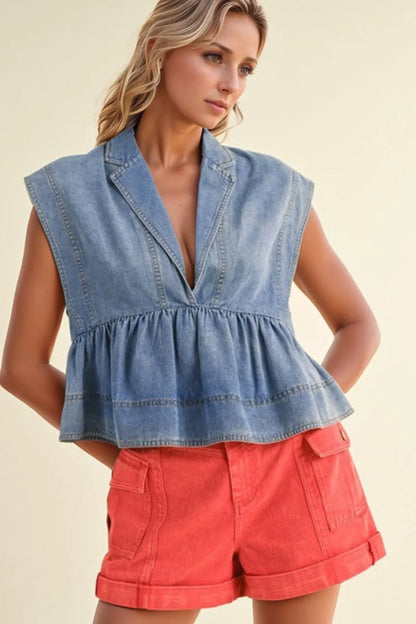 Simply Love: Denim Peplum Top