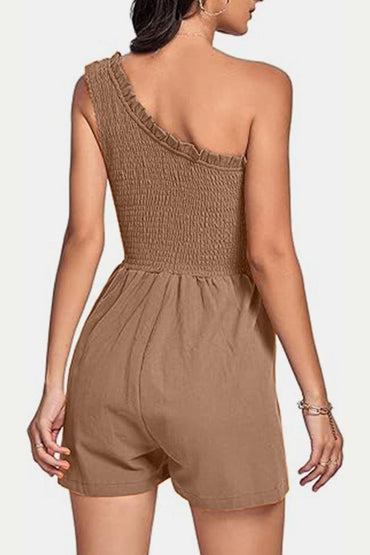 Smocked Single Shoulder Romper.