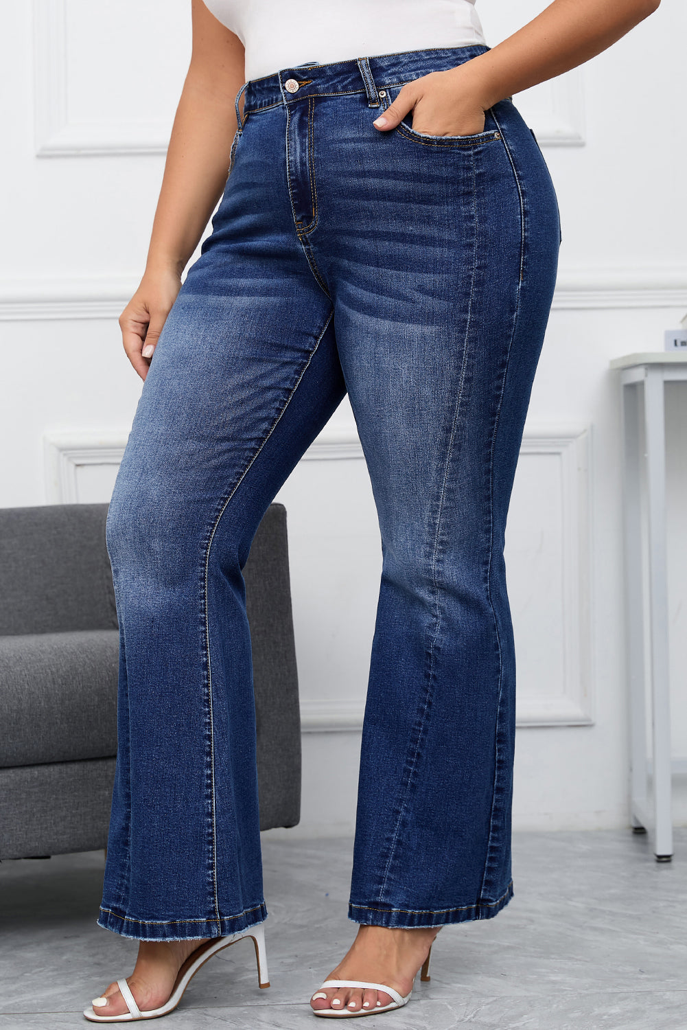 Vintage plus size blue flare jeans