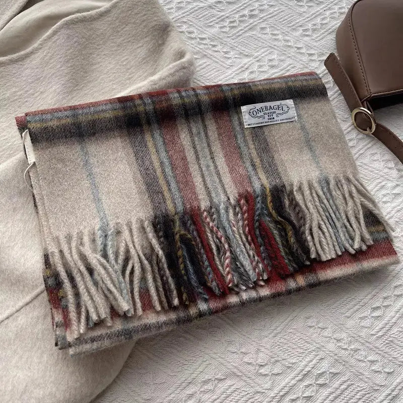 Wool Plaid Tassel Scarf Simply Love
