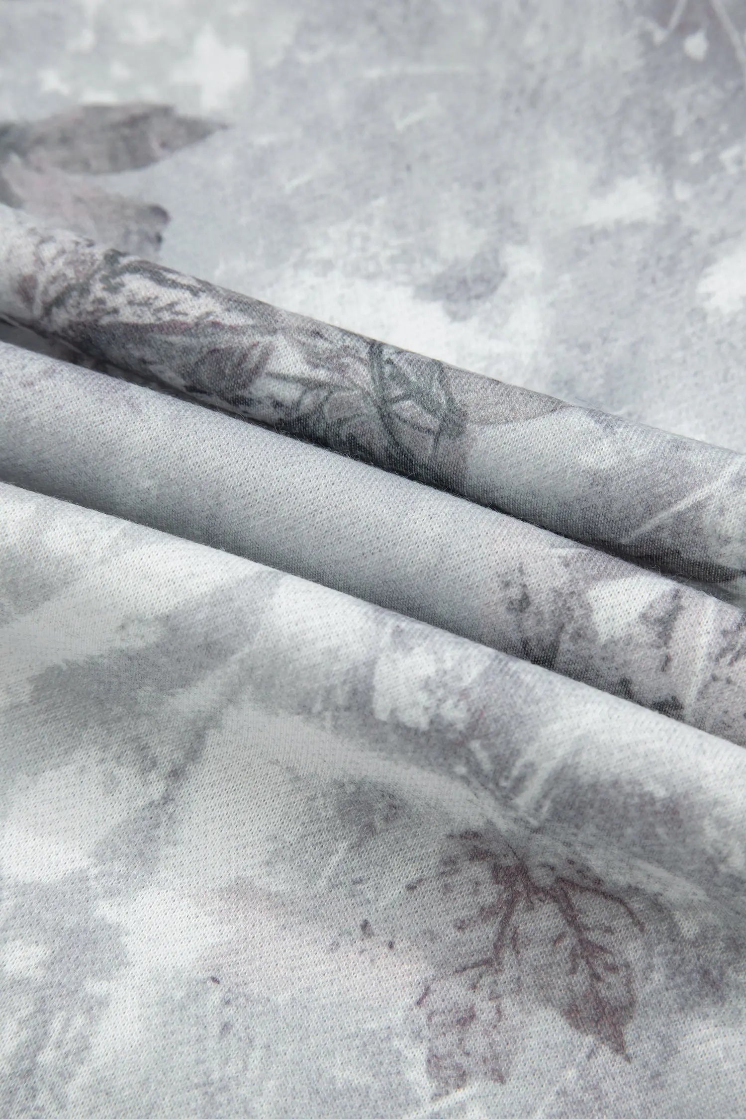 Gray Camo Leaf Print Kangaroo Pocket Quarter Zip Hoodie Dear-Lover Dropshipping