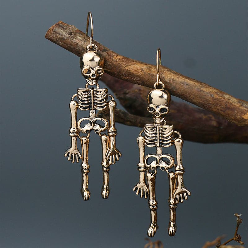 Skeleton Alloy Earrings - 2.8 in