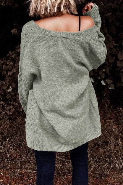 Open Front Dropped Shoulder Cardigan with Pockets.