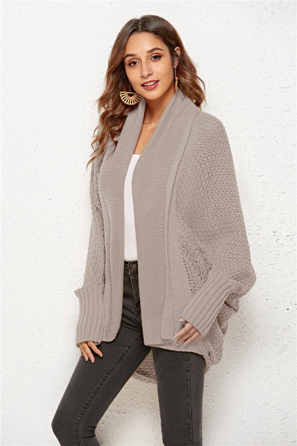 Open Front Batwing Sleeve Cardigan.