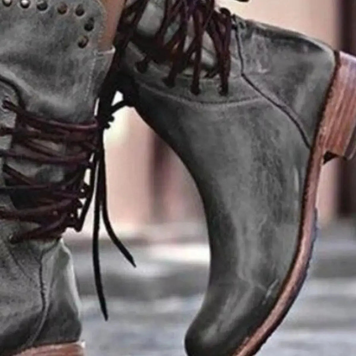 Lace Up Block Heels Boots Simply Love