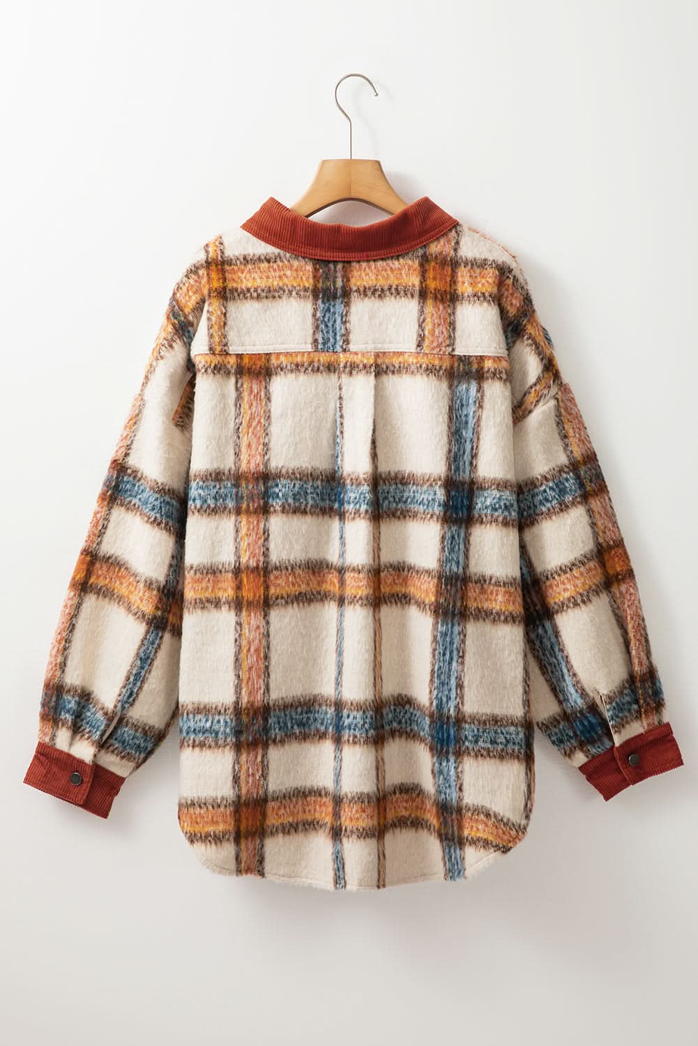 Brown stripe plus size plaid jacket - Love Salve 