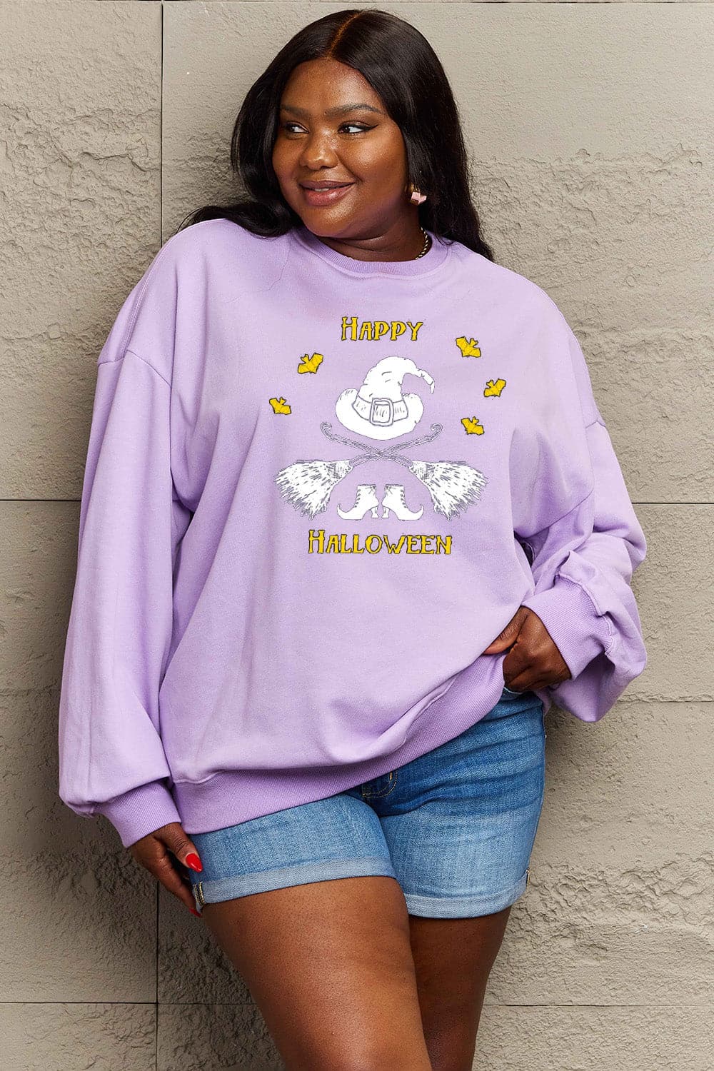 Simply Love Full Size HAPPY HALLOWEEN Graphic Sweatshirt.