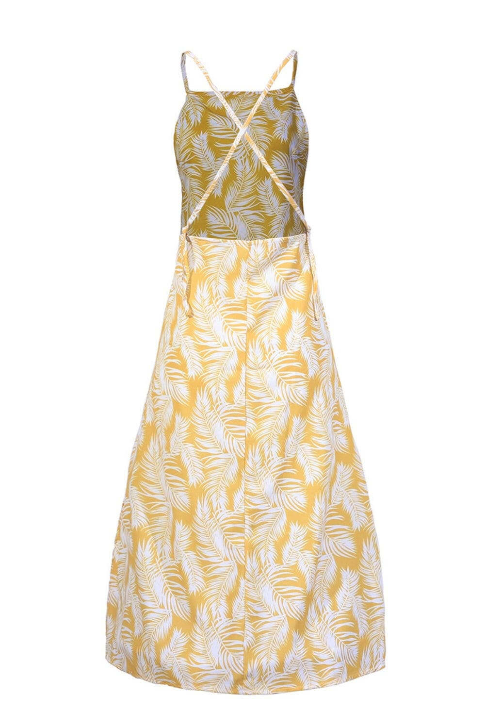 Slit Crisscross Printed Sleeveless Cami Dress.