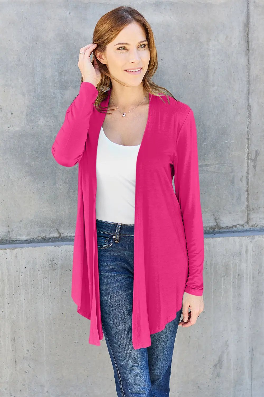 Basic Bae Full Size Open Front Long Sleeve Cardigan - Love Salve