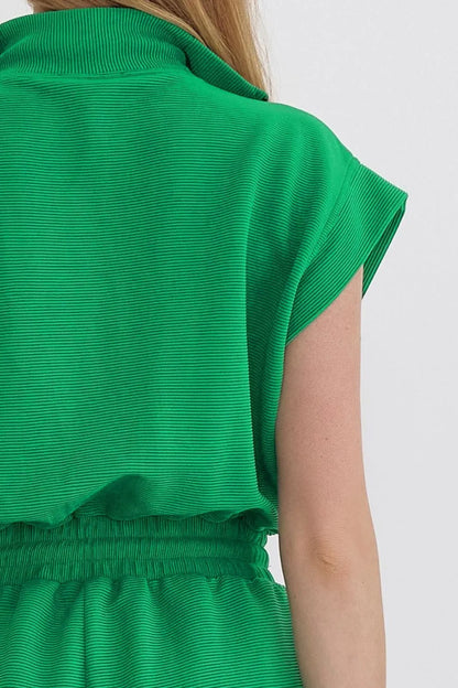 Simply Love: Drawstring Romper - Half Zip