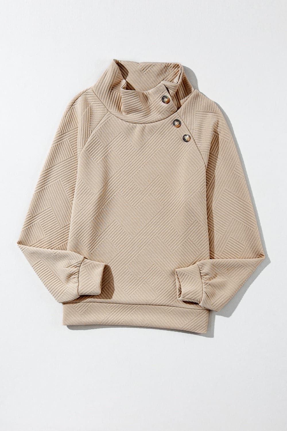 Textured Turtleneck Long Sleeve Sweatshirt.