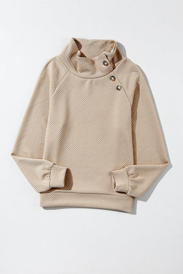 Textured Turtleneck Long Sleeve Sweatshirt.