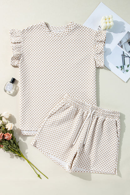 Apricot Ruffled Cap Sleeve Top and Shorts Co-ord Set