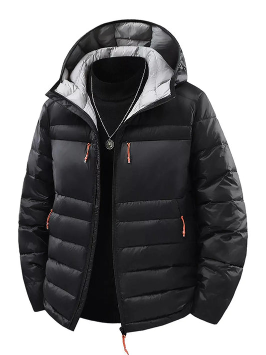 Men's Plus Size Zip Up Hooded Puffer Jacket With Contrast Panels Simply Love