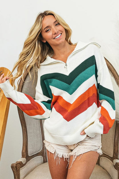 BiBi Multi Color Chevron Pattern Sweater.