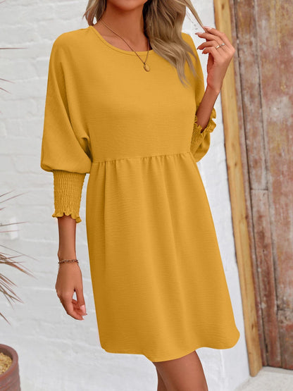 Round Neck Lantern Sleeve Mini DressFeatures: Basic style
Sheer: Opaque
Stretch: Slightly stretchy
Body: Not lined
Material composition: 100% polyester
Care instructions: Machine wash cold. Tumble dry Love Salve Round Neck Lantern Sleeve Mini Dress